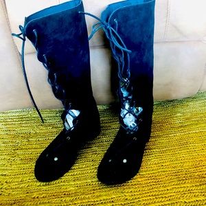 100% GENUINE SUEDE LACE KNEE BOOT